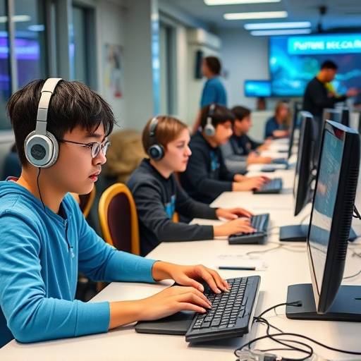 A group of students in a coding class at 'Future Tech Academy'