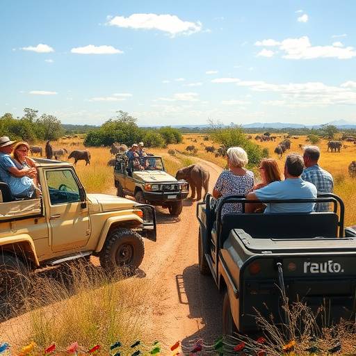 A photograph of tourists enjoying a safari tour at Kruger Safari Adventures in Pretoria